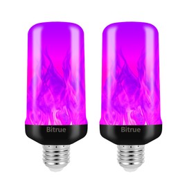 Bitrue LED Flame Bulbs, 4 Modes Purple Flame Effect Light Bulbs, E26 Base Fire Light Bulb with Gravity Sensor, Flickering Light Bulbs for Hallowee Home Decor (Purple 2 Pack)
