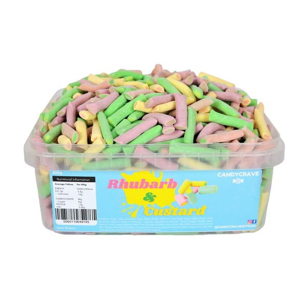 Monmore Confectionery Candycrave Rhubarb & Custard Pencils Tub 800g