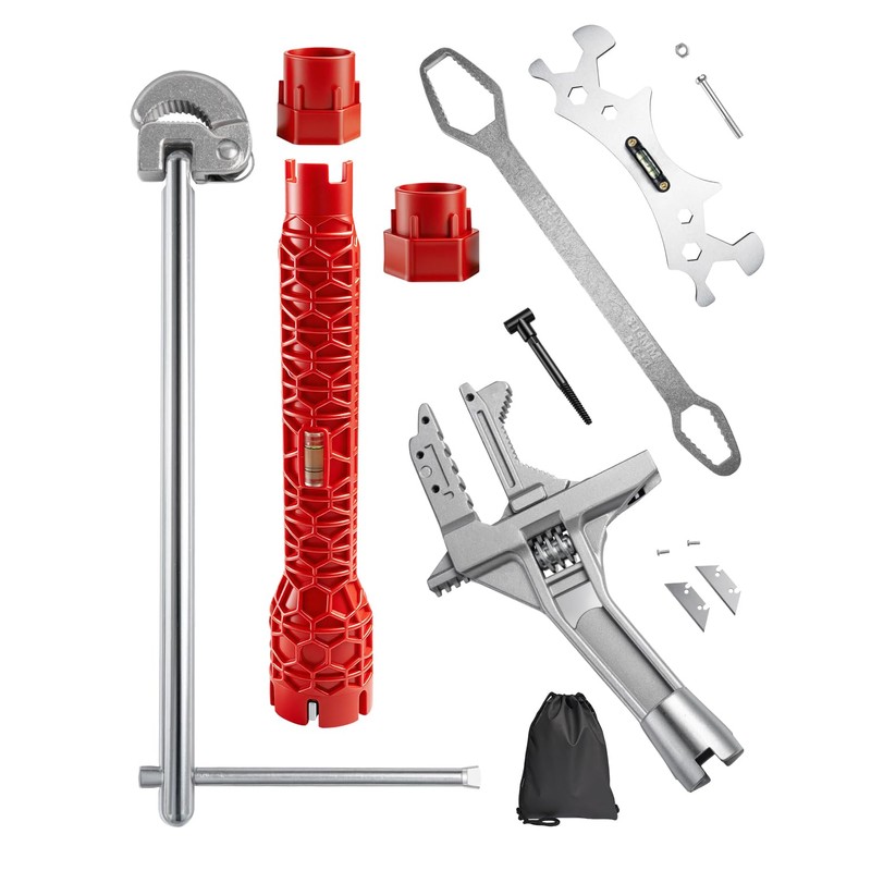 6 Pcs Multifunctional Sink Wrench & Basin Wrench Set, Plumbing