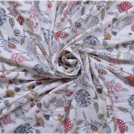 Indian Vintage Floral Print Cotton Fabric Dressmaking Materials Running Fabric by The Yard (White, 10 Yard)