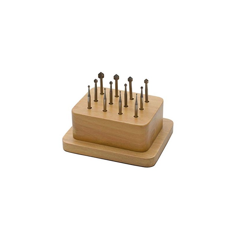 Deluxe Burs, Setting Assortment, 12 Pieces with Stand | BUR-540.05