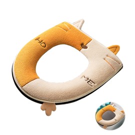 CHENNAN Reißverschluss Toilette Sitzkissen Toilettensitzbezug Tragbarer Heimtoilettensitzkissen Cover WC Sitz Pad Toiletten Sitzbezug Kätzchen-Muster Für die meisten Toiletten geeignet 37x43cm