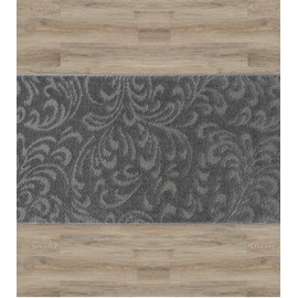ORFA HOME Custom Cut Hallway Runner Rug, Slip Resistant, 26 Inch Wide X Your Choice of Length, Floral Anthracite, 26 Inch X 3 Feet, Doormat Size