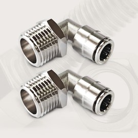 MILLISEC 2PCS Push to Connect Fitting Elbow, Pneumatic Male Elbow 3/8"Tube OD-1/8"NPT, 90 Degree Quick Connector for Air Suspension Compressor Air Horn Air Spring Bags