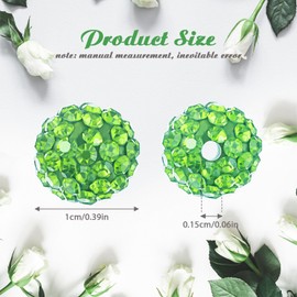 Hicarer 120 Pcs Rhinestone Beads for Jewelry Pen Making 10mm Shiny Crystal Diamond Clay Disco Ball Polymer Round Bead Bulk for Valentine's Day Crafting DIY Bracelet Necklace(Fruit Green)