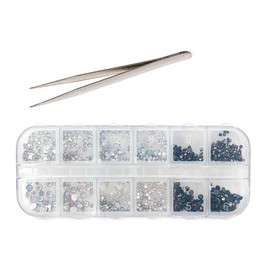allydrew Dazzling Nail Art Rhinestones Nail Manicure with Plastic Case, Elegance