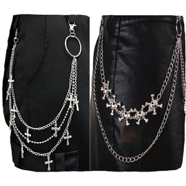 2Pcs Pants Chain for Men Women, Skull & Cross Rock Chain, Cool Punk Jean Chains (Punk 1)