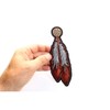 Brown White Feathers Patch - 2.25x6.5 inch. Embroidered Iron on