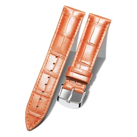 [BINLUN] Leather Watch Band Genuine Calfskin Replacement Watch Strap Quick Release Genuine Leather Watch Strap Alligator Pattern 10 Colors 13 Sizes for Men Women, orange, 14 mm, Design