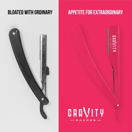 Professional Straight Razor - Ultra Exposed Straight Razor Kit with 10 Gravity Premium Blades, 2mm Exposed (Panthera)