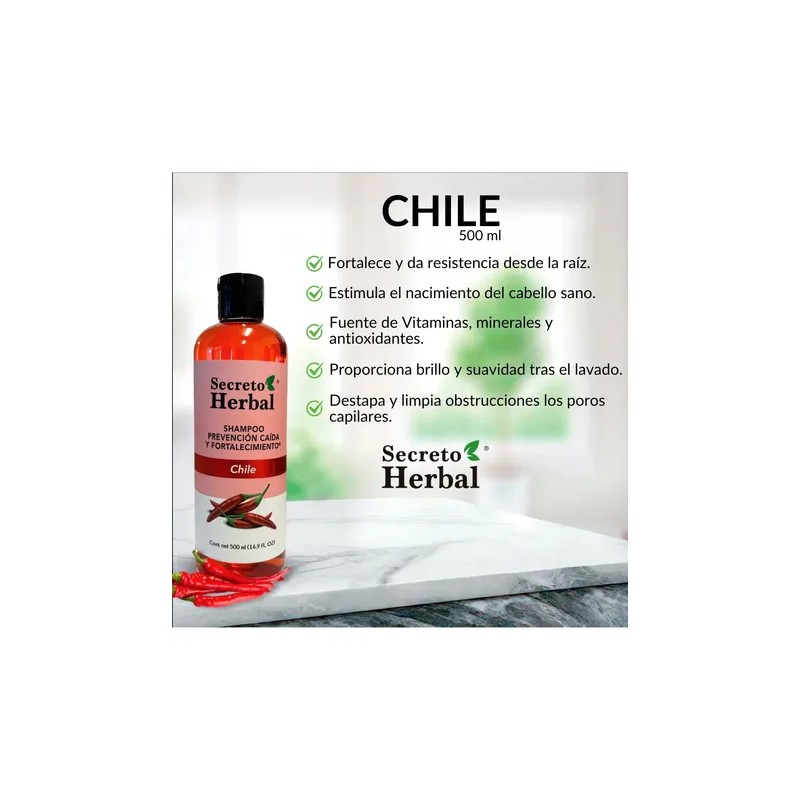 Shampoo Secreto Herbal Anticaída Fortalecimiento Chile 500ml