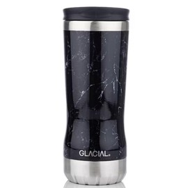 GLACIAL Vacuum Insulated Tumbler, Stainless Steel, Hot or Cold Insulated, 11.8 fl oz (350 ml) with Slide Lid (Black Marble)