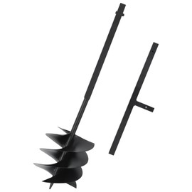 Udorich Ground Drill with Handle for Easy Digging, Steel Construction, 9.8" Spiral Diameter, Black