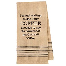 Mona B Funny Novelty Waffle Weave Cotton Kitchen Dishtowel Good or Evil