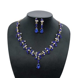 Danshinbow Bridal Rhinestone Necklace and Earring Set Crystal Necklace Bridal Party Wedding Jewellery Sets for Women and Girls, Alloy Steel, No Gemstone
