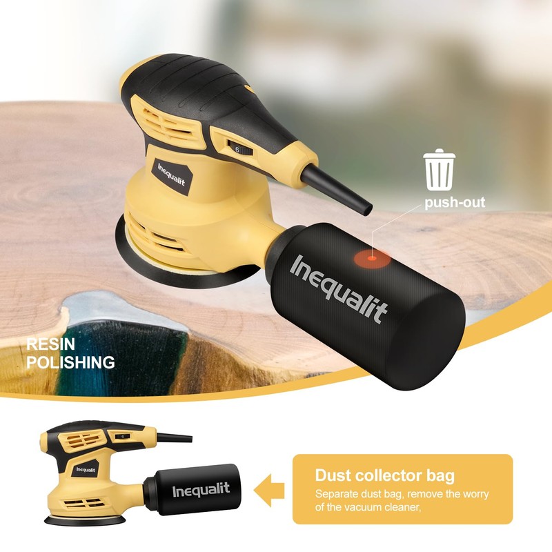 Inequalit Random Orbital Sander, 2.4Amp 5-Inch Corded Palm Sander, Max