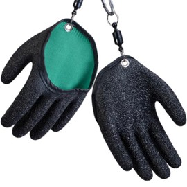 2Pcs Fishing Gloves with Magnet Release - Professional Anti-Slip Catch Fish Gloves,Puncture Proof Ice Fishing Glove for Handling,Catching,Cleaning,Hunting,Fisherman Fishing Accessories (Large)