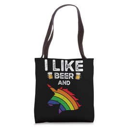 I Like Beer And Unicorn Colorful Horse Rainbow Horn Tote Bag