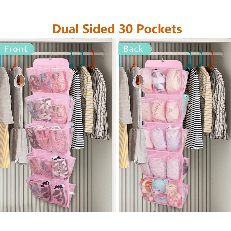 MISSLO 30 Large Pockets Dual Sided Hanging Shoe Organizer for