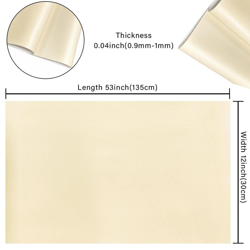 HYANG Smooth Solid Color Beige Faux Leather Sheets 1 Rolls