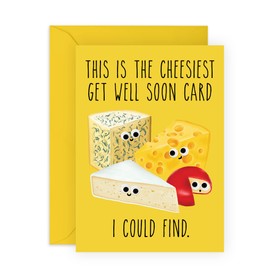 Get Well Soon Card - 'Cheesiest Get Well Card' - Sweet Recovery Gifts For Men And Women - For Dad Mom Daughter Son Friends - Comes With Fun Stickers - Made In UK By Central 23