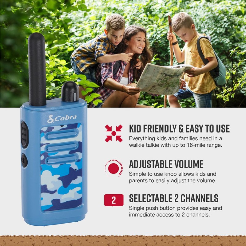 Cobra HE150 B - Kid Friendly Walkie Talkies - 16-Mile