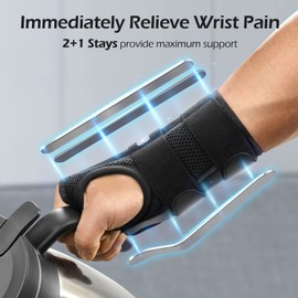 FREETOO Doctor Approved Wrist Bandage with 3 Stays, Adjustable Day/Night Wrist Brace for Men and Women, Bandage Wrist for Arthritis, Tendonitis, Sprain, Sports Protection