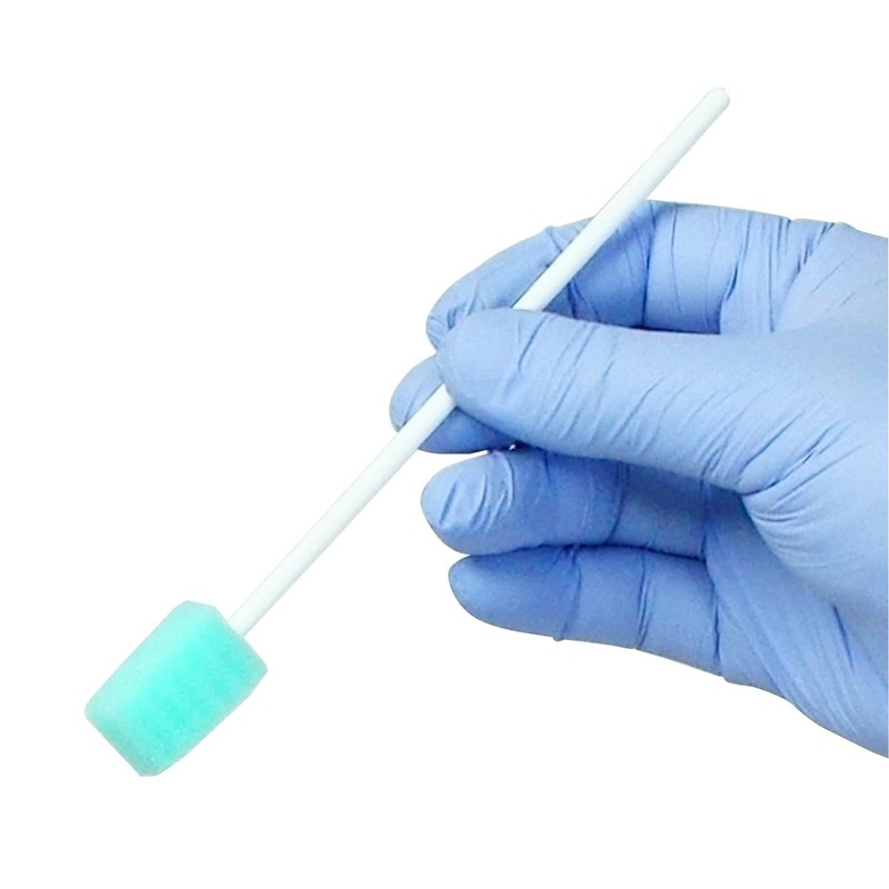 口腔ケアスポンジ 1箱50本入 プラスチック軸 個包装 (波形 グリーン)