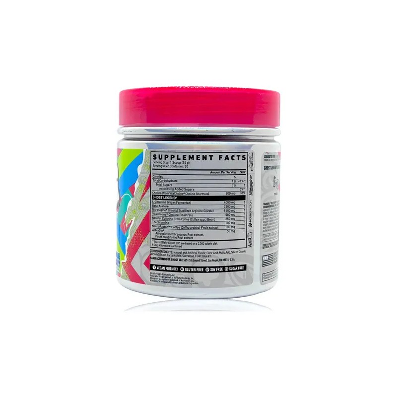 Preentreno Legend Blue Raspberry 30 Serv Ghost. Sabor Mora azul