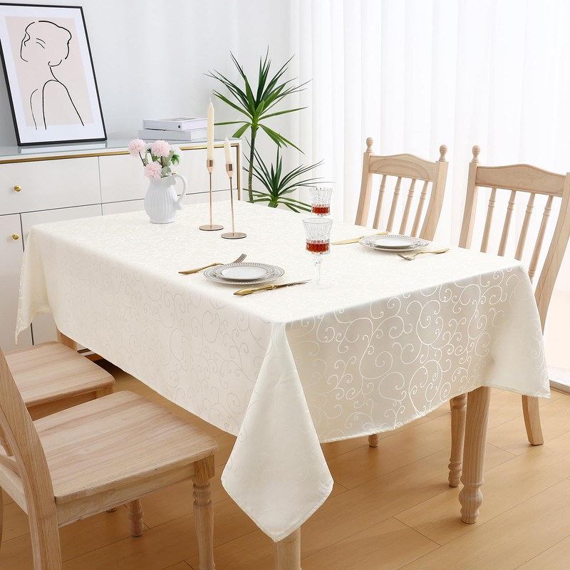 smiry Washable Tablecloth, Ornaments, Rectangular, 130 x 200 cm, Damask