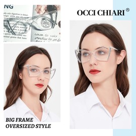 OCCI CHIARI Big Frame 6.0 Reading Glasses Women Trendy Cat Eye Readers White Frame(1.0 1.5 2.0 2.5 3.0 3.5 4.0 5.0 6.0)