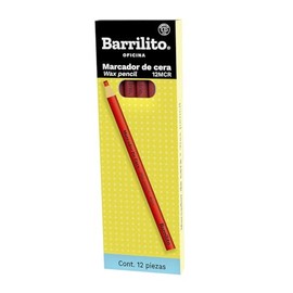 Barrilito Lápiz Marcador de cera rojo carmín, caja con 12 piezas. 12MCR