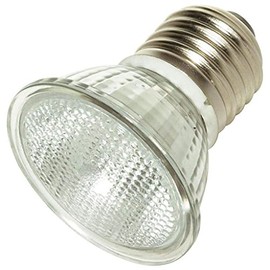 Satco S4624 35 Watt MR16 Short Neck Halogen Medium Base 120 Volt Clear FL 36 Beam Pattern No Harmful Ultraviolet Rays Light Bulb, With Lens, Clear