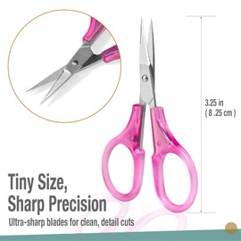 Beaditive Mini Craft Scissors Set (2-pc) - Portable 3.25" Small Detail Scissors with Fine Tip for Embroidery, Knitting & Paper Cutting - Ultra-Sharp with Protective Cap (Jelly Colors)