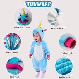 TONWHAR Kids' And Toddlers' Infant Tiger Dinosaur Animal Fancy Dress Costume Outfit Baby Hooded Romper Jumpsuit