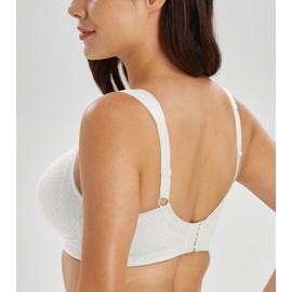 Lemorosy Full Coverage Non Padded Wireless Minimizer Bra Women's Plus Size Bras Comfort and Double Support for Large Bust(White,46E)