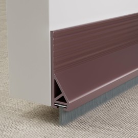 KNEELISA 39”X 2 Pack Rubber Door Sweep Bottom Exterior & Interior,Silicone Adhesive Under Door Draft Stopper with Brush,Gap Filler Noise Blocker,Soundproofing Seal Strip,Brown