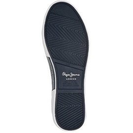 Pepe Jeans Court De Kenton Navy Leather Trainers, White, 40 EU