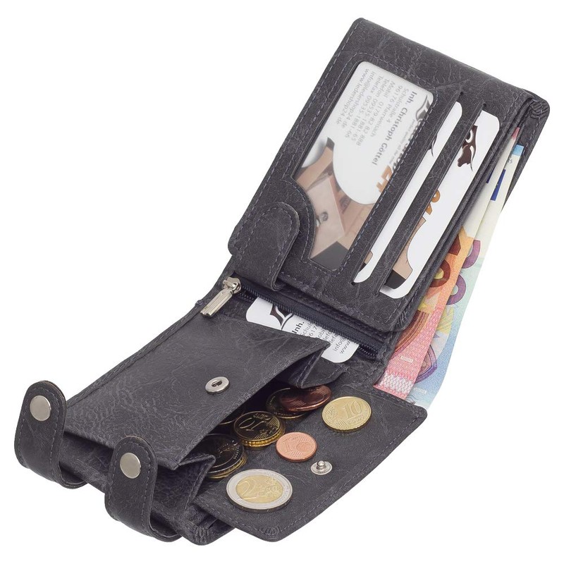 Ledershop24 Gift Set – Faux Leather Biker Wallet with Chain