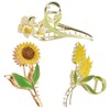 Yonchic 3-Piece Floral Metal Hair Clips, Tulip Orchids Sunflower Hair