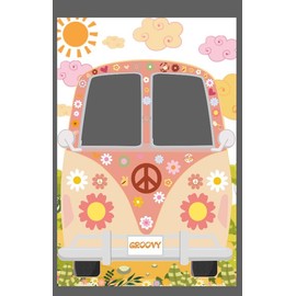 U-Vathing Hippie Bus Photo Prop Groovy Party Decorations, Fabric Two Groovy Van Prop Hippie Selfie Frame Backdrop, Background Banner Boho Party Decor Girl Daisy Party Decor 60's 70's Party Favors (C)