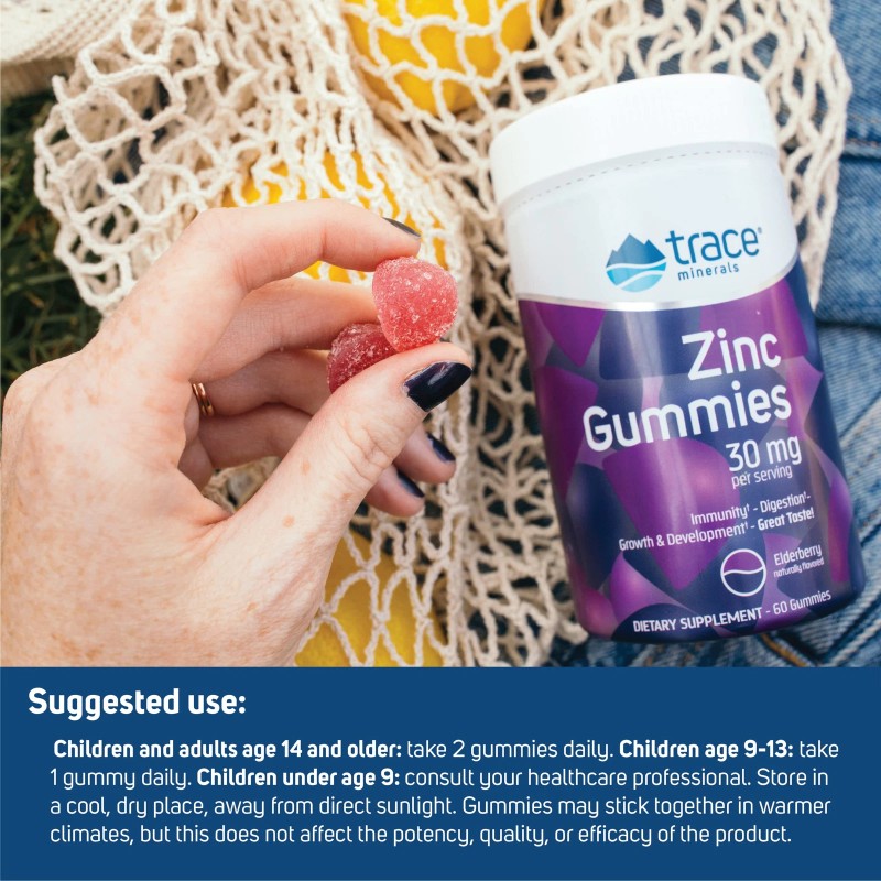 Trace Minerals Chewable Zinc Gummies 60 Count Immune Support for