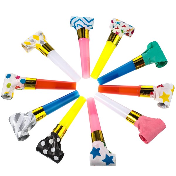20 Pcs Blowouts Noisemakers Funny Party Blowouts Blow Horns Birthday Party Colorful Noisemakers Whistles Noise Makers for 2023 New Years Birthday Sporting Events Graduation Wedding Party Supplies