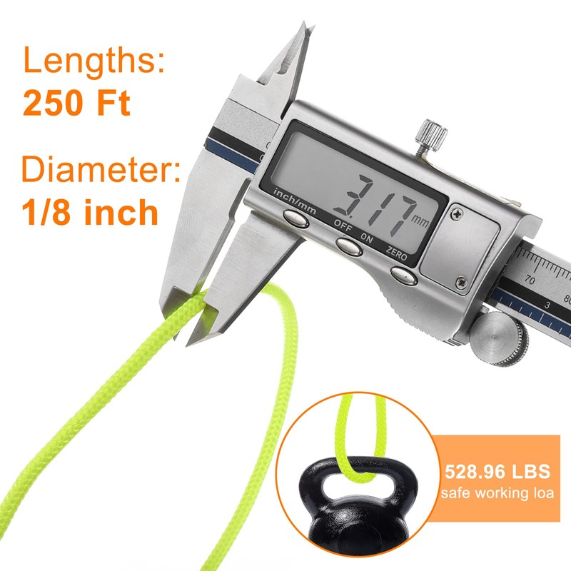 sourcing map Solid Braid Nylon Rope 1/8 Inch 250 Ft