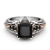 Retro Style 925 Silver Set Black Square Diamond Princess Ring
