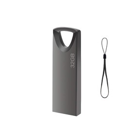 USB Stick 32 GB, Slim Memory Stick 32 GB Waterproof USB Flash Drive 32 GB with Keyring for School Office Car PC Laptop (Grey)