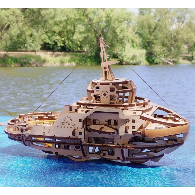 UGEARS Tugboat Ugears 3D Mechanical Wooden Model DIY 3D Brainteaser