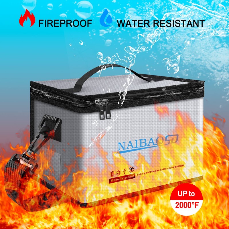 NAIBAOSD Fireproof Explosionproof Lipo Battery Bag for Lipo Battery Storage