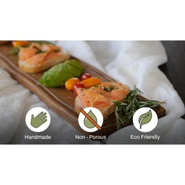 Elegant Walnut Wood Long Serving Board with Handle - Charcuterie Wooden Board - Stylish Versatility for Culinary Delights - Reversible with Juice Groove - 27.6x6.3x0.8 in - Woodie Poppins (Medium)