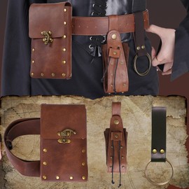 YKYUASD Retro Leather Belt Pouch Phone Holder Purse Medieval Waist Bags Renaissance Costume Accessories for Cosplay Costume Casual Hiking Festival
